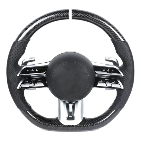 MERCEDES BENZ 2022+ AMG CARBON FIBRE / ALCANTARA CUSTOM STEERING WHEEL-Custom Steering Wheels-CT CARBON-CT Carbon - High-quality carbon fiber and gloss black aerodynamic parts for premium sports and luxury vehicles.