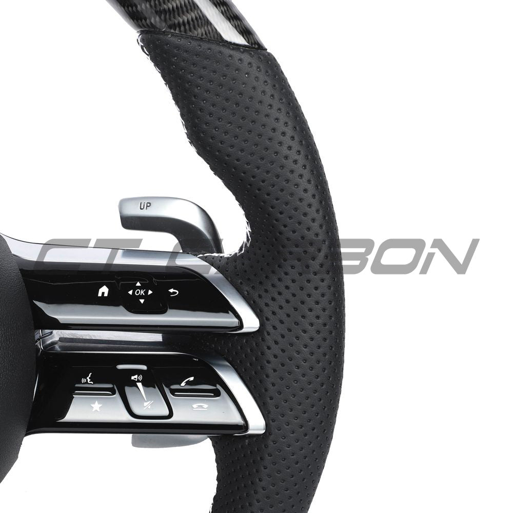 MERCEDES BENZ 2022+ AMG CARBON FIBRE / ALCANTARA CUSTOM STEERING WHEEL-Custom Steering Wheels-CT CARBON-CT Carbon - High-quality carbon fiber and gloss black aerodynamic parts for premium sports and luxury vehicles.