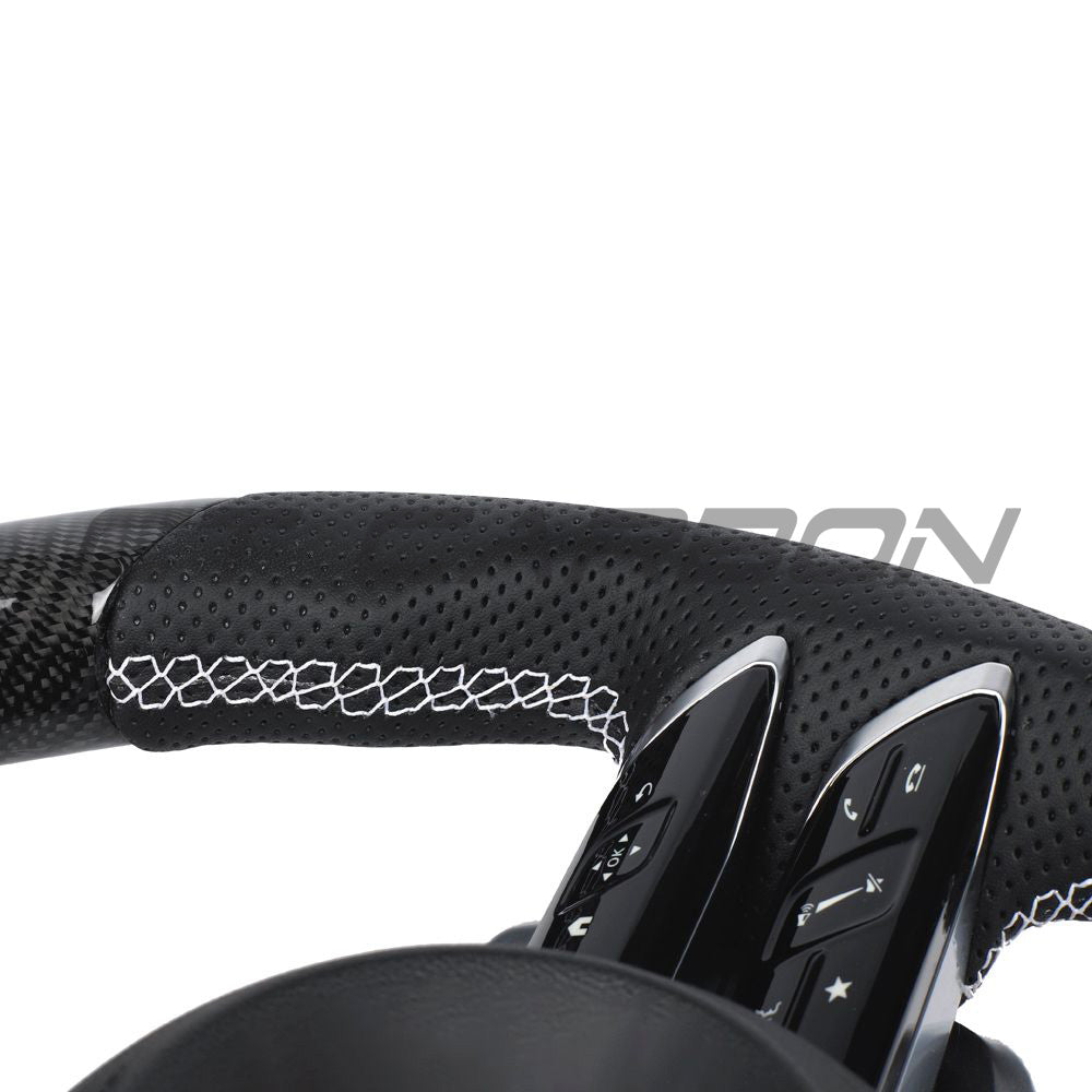MERCEDES BENZ 2022+ AMG CARBON FIBRE / ALCANTARA CUSTOM STEERING WHEEL-Custom Steering Wheels-CT CARBON-CT Carbon - High-quality carbon fiber and gloss black aerodynamic parts for premium sports and luxury vehicles.