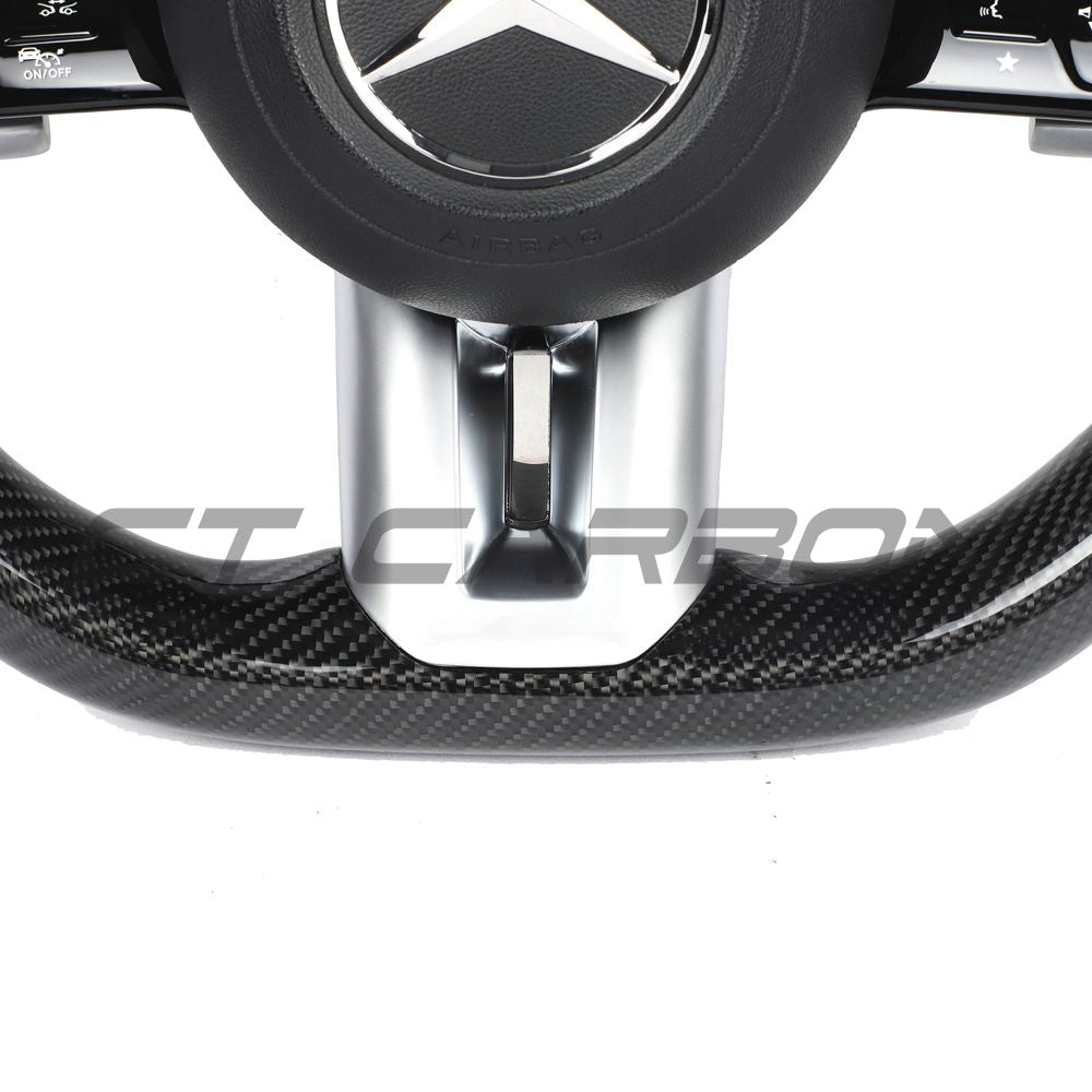 MERCEDES BENZ 2022+ AMG CARBON FIBRE / ALCANTARA CUSTOM STEERING WHEEL-Custom Steering Wheels-CT CARBON-CT Carbon - High-quality carbon fiber and gloss black aerodynamic parts for premium sports and luxury vehicles.