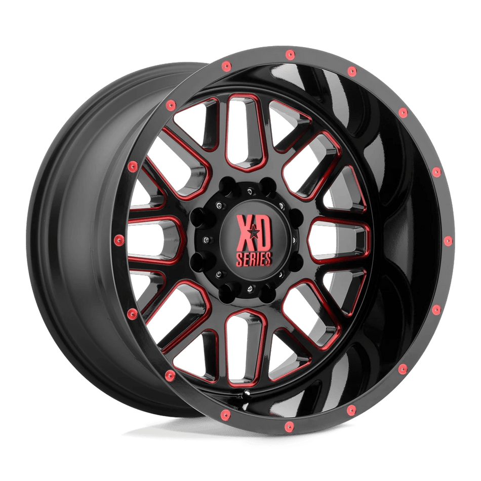 XD XD820 GRENADE 20x10 ET-24 5x127 Satin Black Milled w/ Red Tint
