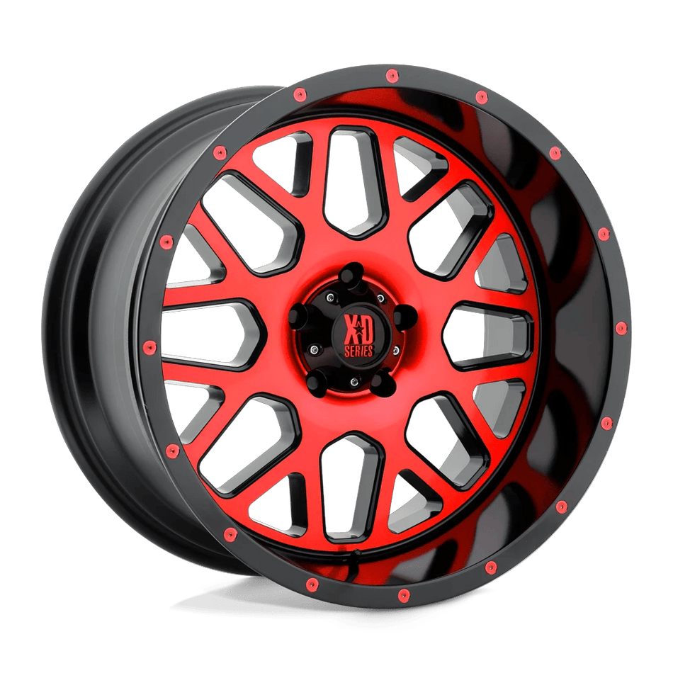 XD XD820 GRENADE 20x10 ET-24 5x127 Satin Black Mach Face w/ Red Tinted Clear Coat