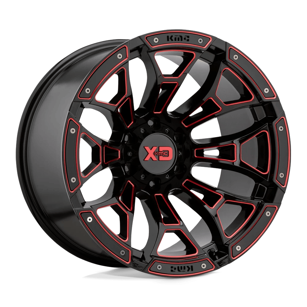 XD XD841 BONEYARD 20x10 ET-36 8x165.1 Gloss Black Milled w/ Red Tint