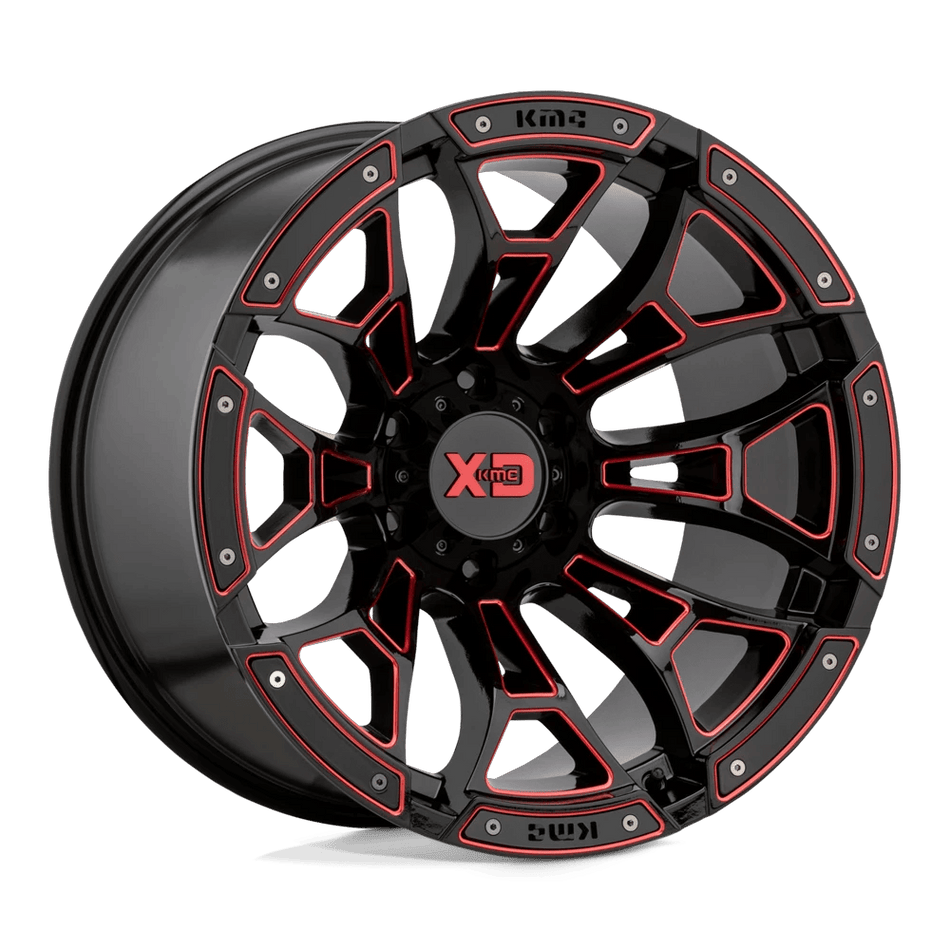 XD XD841 BONEYARD 20x10 ET-36 8x165.1 Gloss Black Milled w/ Red Tint