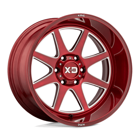 XD XD844 PIKE 20x10 ET-18 5x139.7 Brushed Red w/ Milled Accents