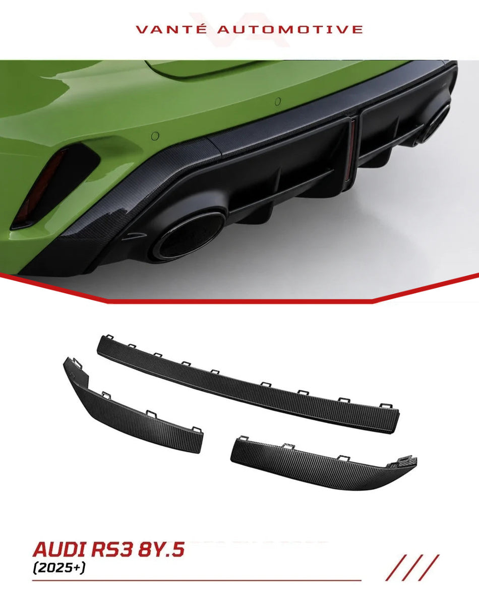 Audi RS3 8Y.5 Carbon Fiber Rear Bumper Diffuser Splitter Replacement Trim