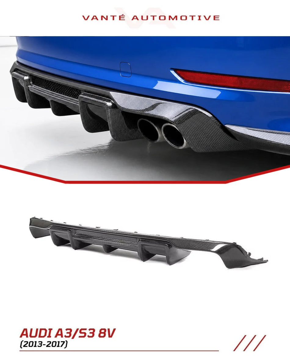 Audi A3 S-Line & S3 8V Carbon Fiber Rear Diffuser V3