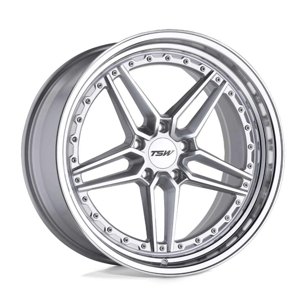 TSW ASCARI 20x10.5 ET40 5x112 Silver w/ Mirror Cut Face & Lip