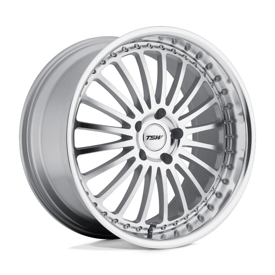 TSW SILVERSTONE 20x8.5 ET40 5x107.9 Silver w/ Mirror Cut Face & Lip