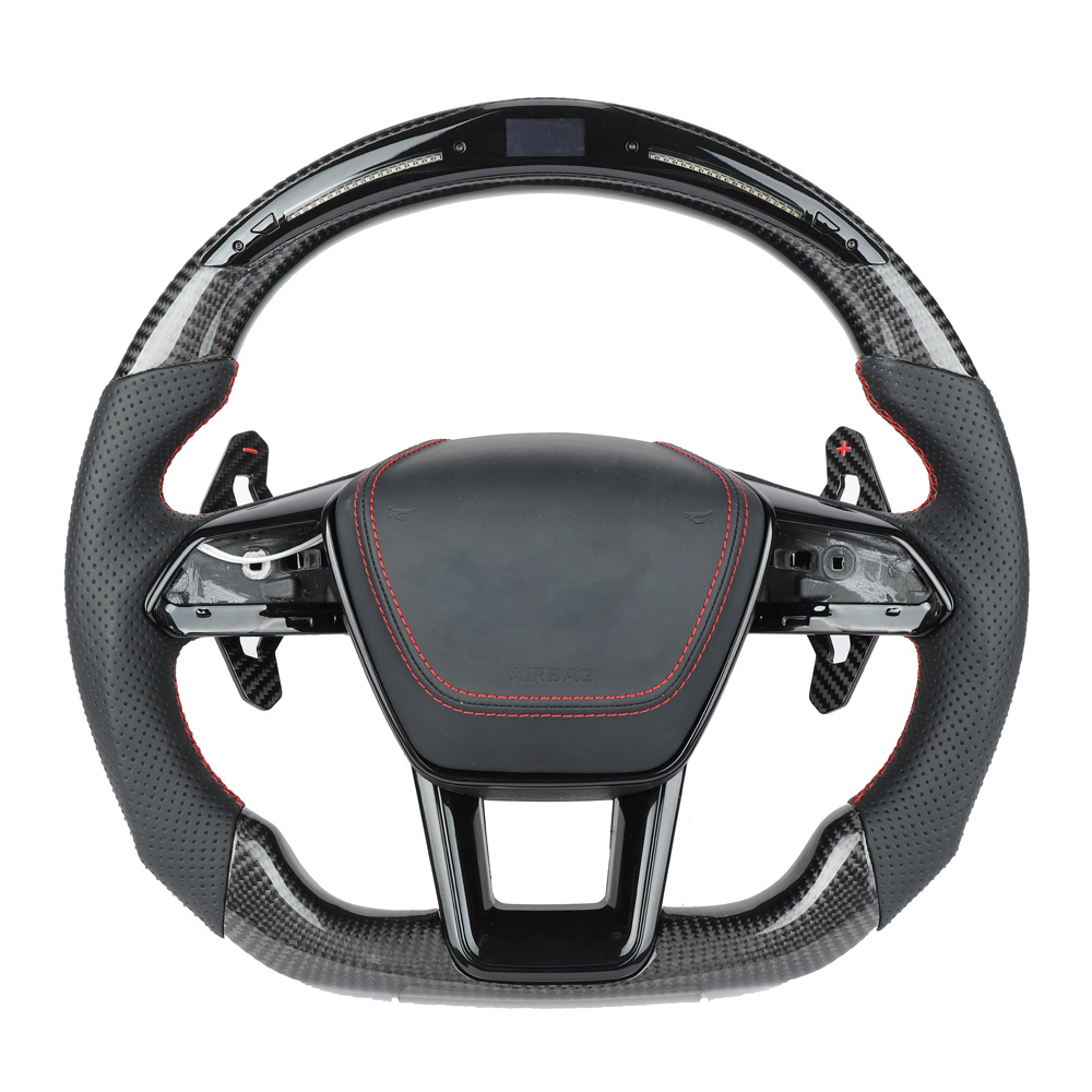 AUDI A6/S6/RS6 & A7/S7/RS7 C8 CARBON FIBRE / LEATHER LED FLAT BOTTOM CUSTOM STEERING WHEEL