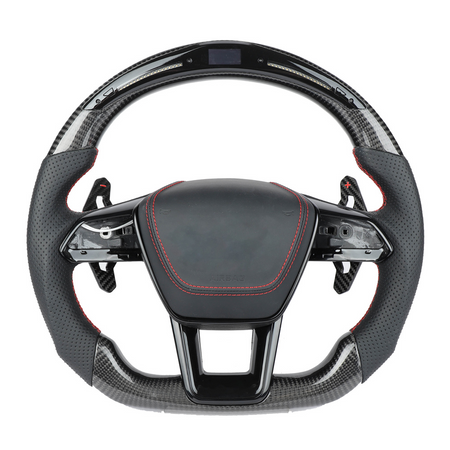AUDI A6/S6/RS6 & A7/S7/RS7 C8 CARBON FIBRE / LEATHER LED FLAT BOTTOM CUSTOM STEERING WHEEL