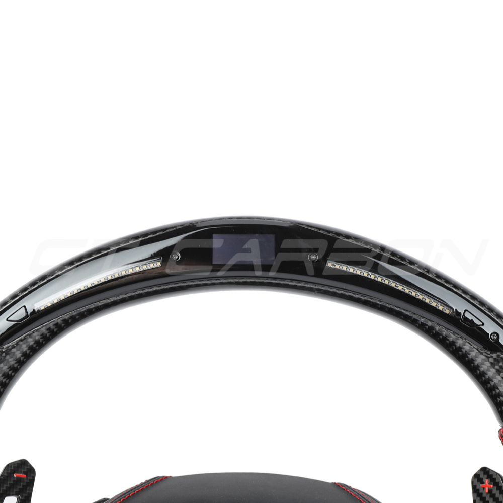 AUDI A6/S6/RS6 & A7/S7/RS7 C8 CARBON FIBRE / LEATHER LED FLAT BOTTOM CUSTOM STEERING WHEEL