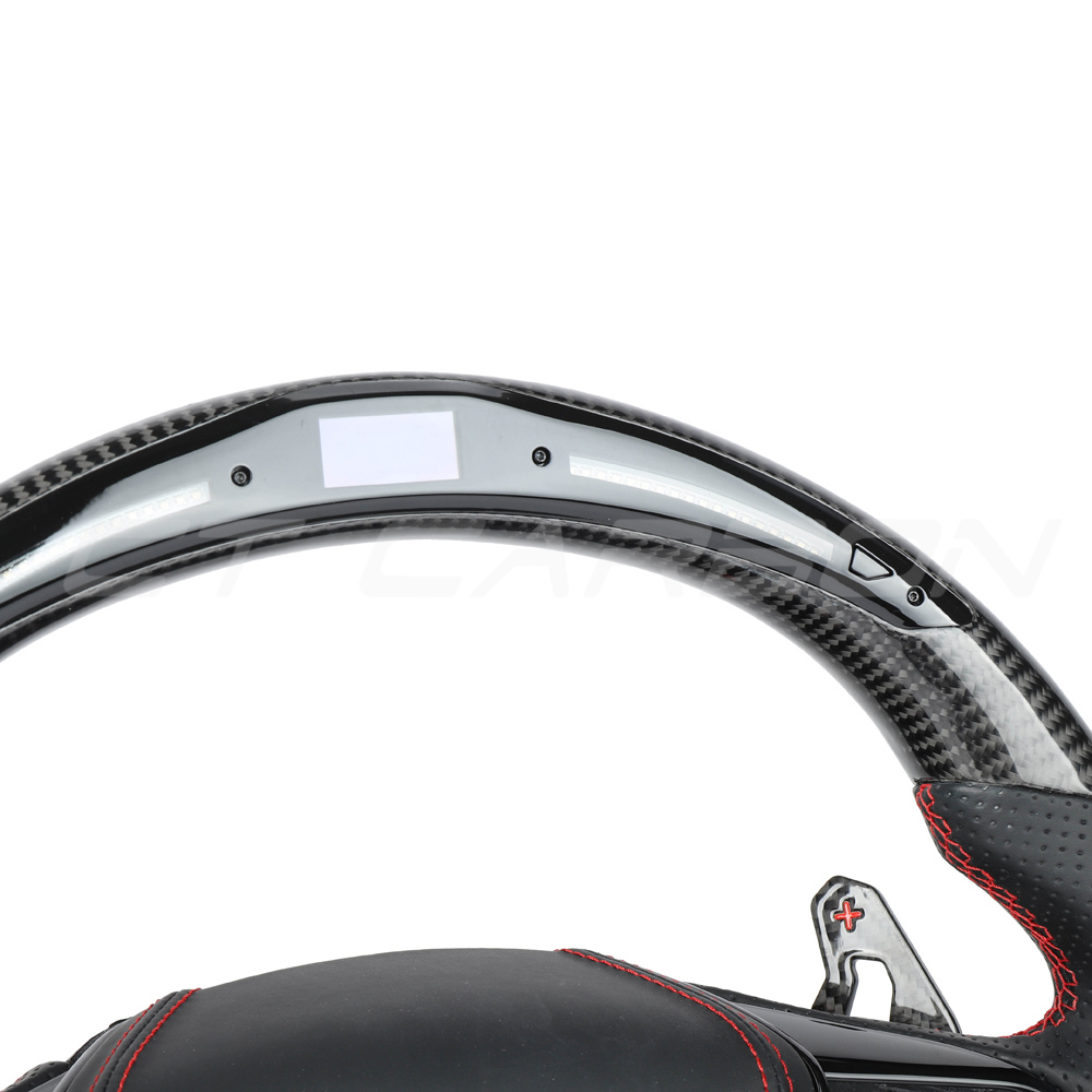AUDI A6/S6/RS6 & A7/S7/RS7 C8 CARBON FIBRE / LEATHER LED FLAT BOTTOM CUSTOM STEERING WHEEL