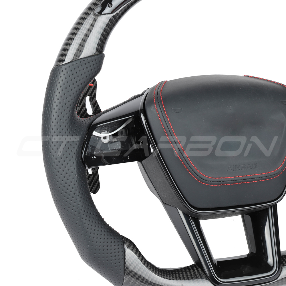 AUDI A6/S6/RS6 & A7/S7/RS7 C8 CARBON FIBRE / LEATHER LED FLAT BOTTOM CUSTOM STEERING WHEEL