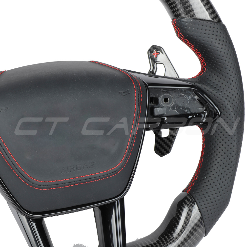 AUDI A6/S6/RS6 & A7/S7/RS7 C8 CARBON FIBRE / LEATHER LED FLAT BOTTOM CUSTOM STEERING WHEEL