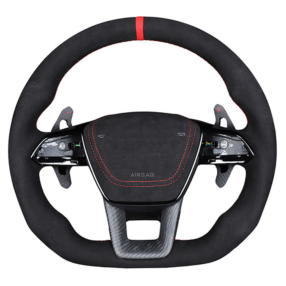 AUDI A6/S6/RS6 & A7/S7/RS7 C8 FULL ALCANTARA FLAT BOTTOM CUSTOM STEERING WHEEL