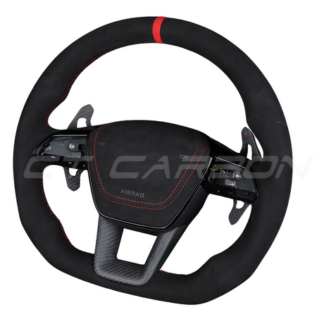 AUDI A6/S6/RS6 & A7/S7/RS7 C8 FULL ALCANTARA FLAT BOTTOM CUSTOM STEERING WHEEL