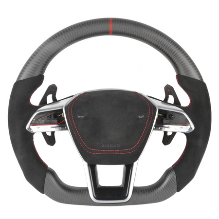 AUDI A6/S6/RS6 & A7/S7/RS7 C8 CARBON FIBRE / ALCANTARA FLAT BOTTOM CUSTOM STEERING WHEEL