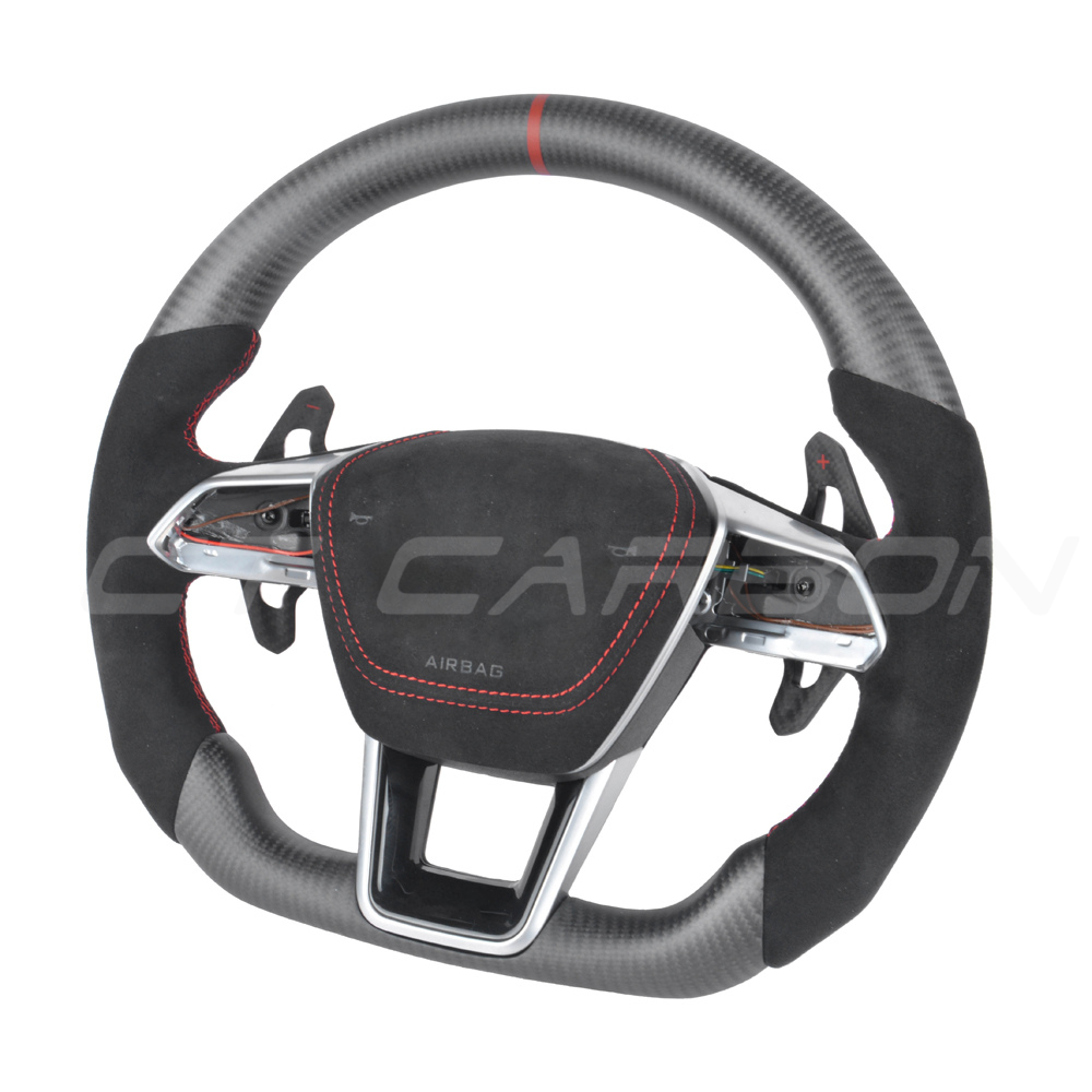 AUDI A6/S6/RS6 & A7/S7/RS7 C8 CARBON FIBRE / ALCANTARA FLAT BOTTOM CUSTOM STEERING WHEEL