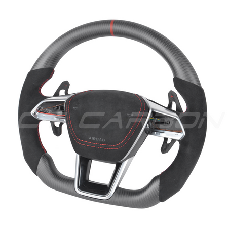 AUDI A6/S6/RS6 & A7/S7/RS7 C8 CARBON FIBRE / ALCANTARA FLAT BOTTOM CUSTOM STEERING WHEEL