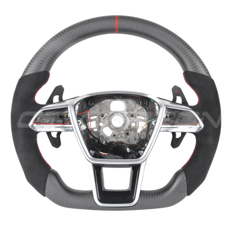AUDI A6/S6/RS6 & A7/S7/RS7 C8 CARBON FIBRE / ALCANTARA FLAT BOTTOM CUSTOM STEERING WHEEL