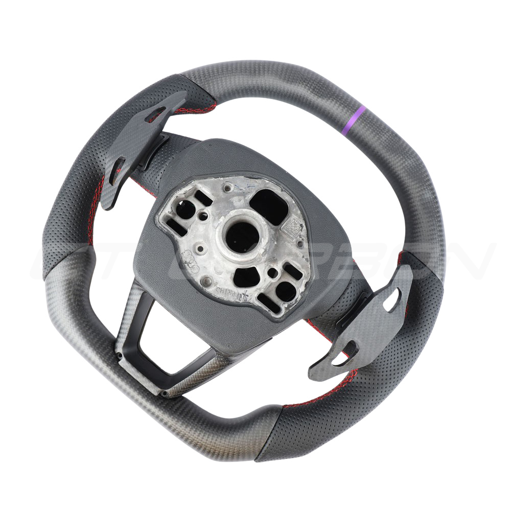 AUDI A6/S6/RS6 & A7/S7/RS7 C8 CARBON FIBRE / LEATHER FLAT TOP AND BOTTOM CUSTOM STEERING WHEEL