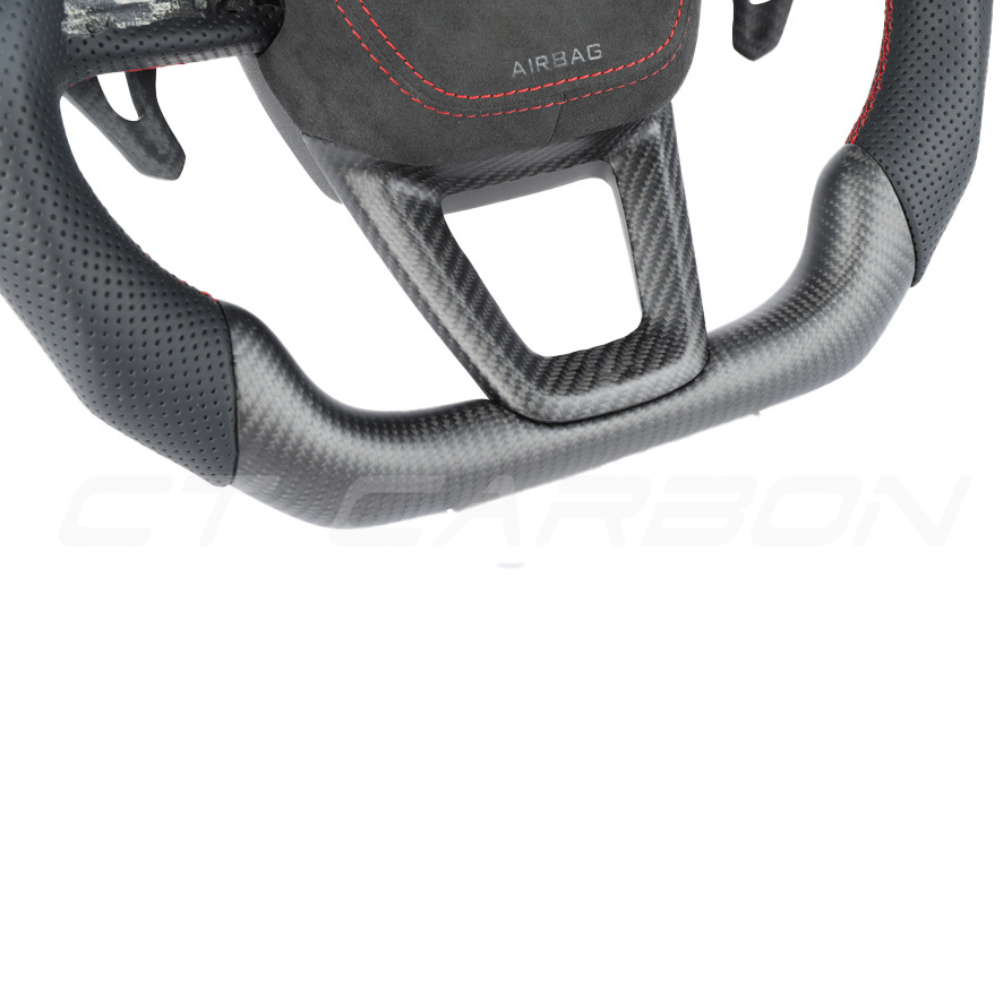 AUDI A6/S6/RS6 & A7/S7/RS7 C8 CARBON FIBRE / LEATHER FLAT TOP AND BOTTOM CUSTOM STEERING WHEEL