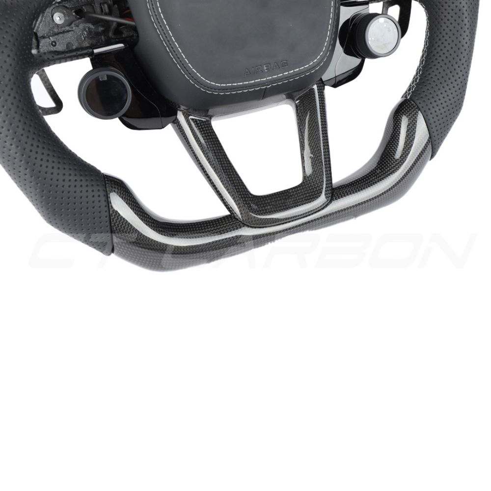 AUDI A6/S6/RS6 & A7/S7/RS7 C8 PERFORATED LEATHER / CARBON FIBRE FLAT BOTTOM CUSTOM STEERING WHEEL