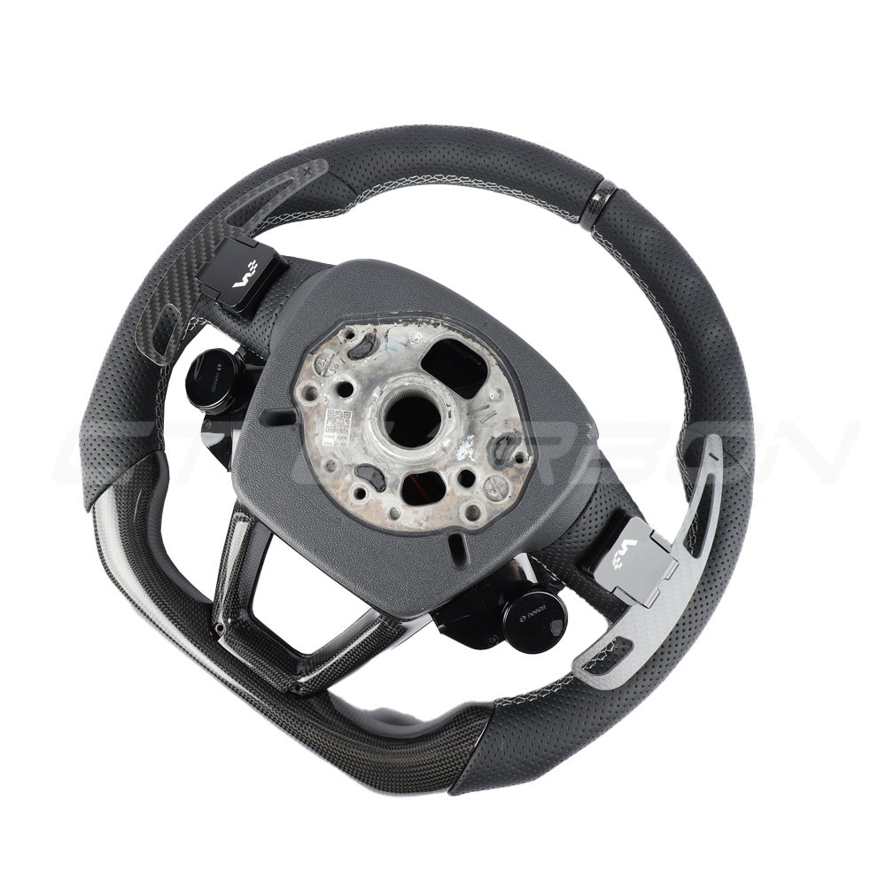 AUDI A6/S6/RS6 & A7/S7/RS7 C8 PERFORATED LEATHER / CARBON FIBRE FLAT BOTTOM CUSTOM STEERING WHEEL