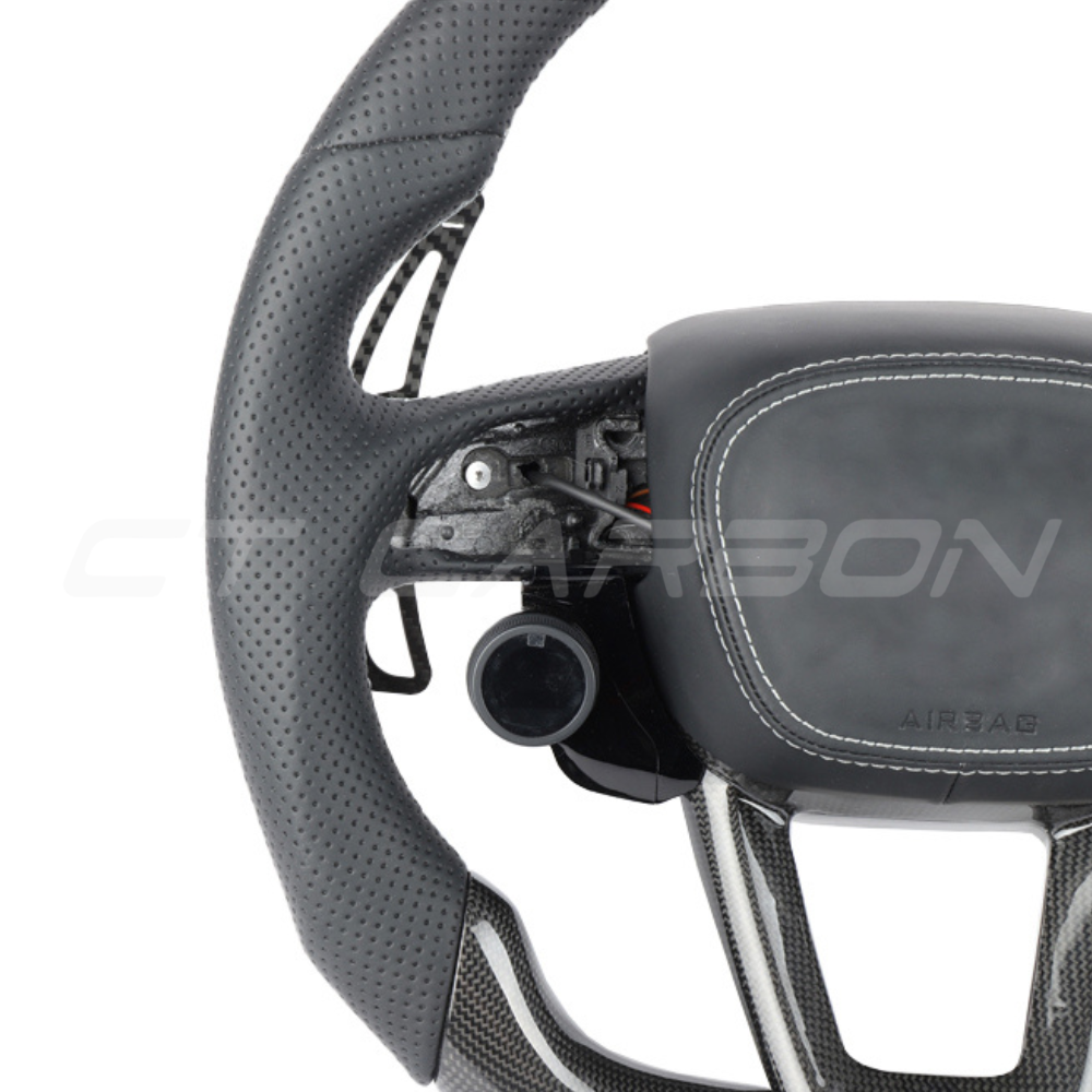 AUDI A6/S6/RS6 & A7/S7/RS7 C8 PERFORATED LEATHER / CARBON FIBRE FLAT BOTTOM CUSTOM STEERING WHEEL