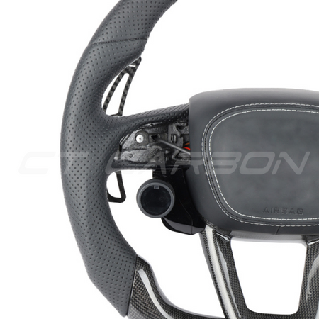 AUDI A6/S6/RS6 & A7/S7/RS7 C8 PERFORATED LEATHER / CARBON FIBRE FLAT BOTTOM CUSTOM STEERING WHEEL