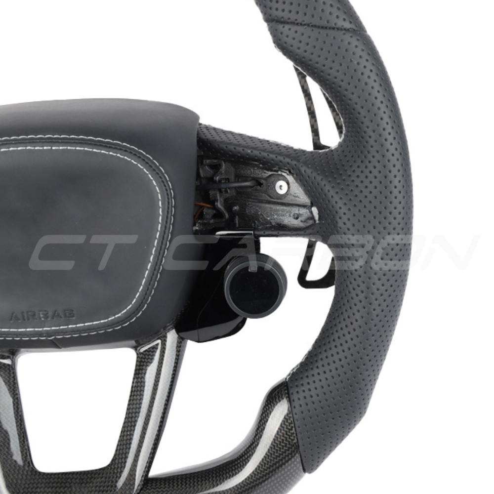 AUDI A6/S6/RS6 & A7/S7/RS7 C8 PERFORATED LEATHER / CARBON FIBRE FLAT BOTTOM CUSTOM STEERING WHEEL
