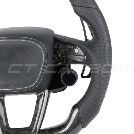 AUDI A6/S6/RS6 & A7/S7/RS7 C8 PERFORATED LEATHER / CARBON FIBRE FLAT BOTTOM CUSTOM STEERING WHEEL