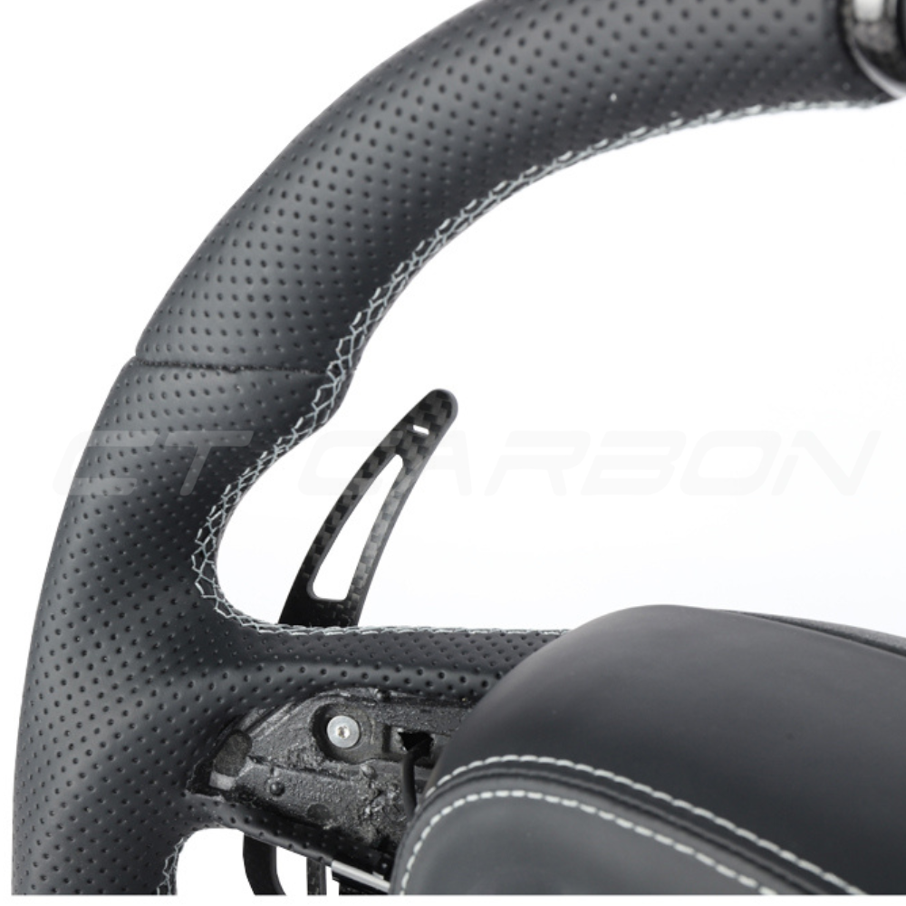 AUDI A6/S6/RS6 & A7/S7/RS7 C8 PERFORATED LEATHER / CARBON FIBRE FLAT BOTTOM CUSTOM STEERING WHEEL