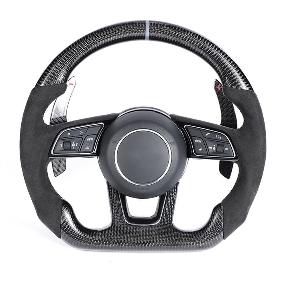 AUDI B9 & 8V 2016-2024 CARBON FIBRE / ALCANTARA FLAT BOTTOM CUSTOM STEERING WHEEL