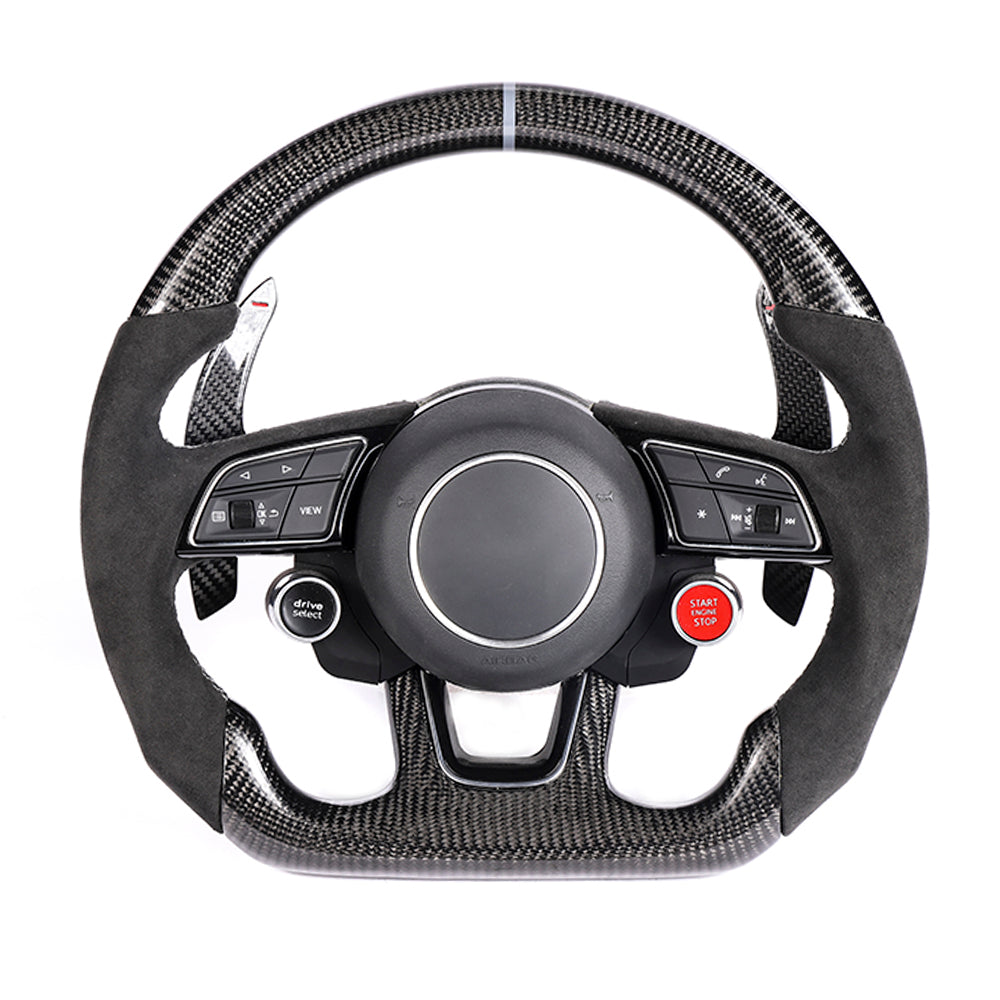 AUDI B9 & 8V 2016-2024 CARBON FIBRE / ALCANTARA FLAT BOTTOM CUSTOM STEERING WHEEL