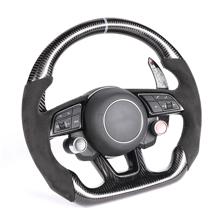 AUDI B9 & 8V 2016-2024 CARBON FIBRE / ALCANTARA FLAT BOTTOM CUSTOM STEERING WHEEL