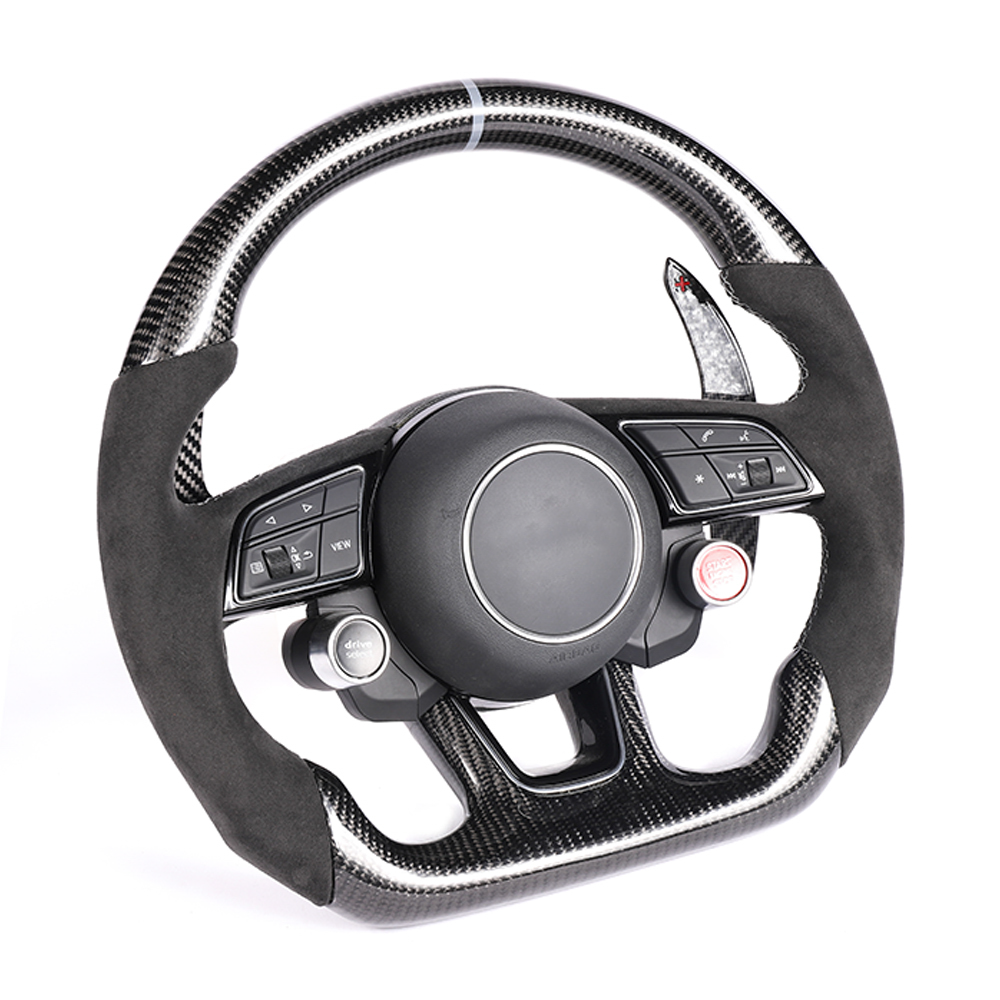 AUDI B9 & 8V 2016-2024 CARBON FIBRE / ALCANTARA FLAT BOTTOM CUSTOM STEERING WHEEL
