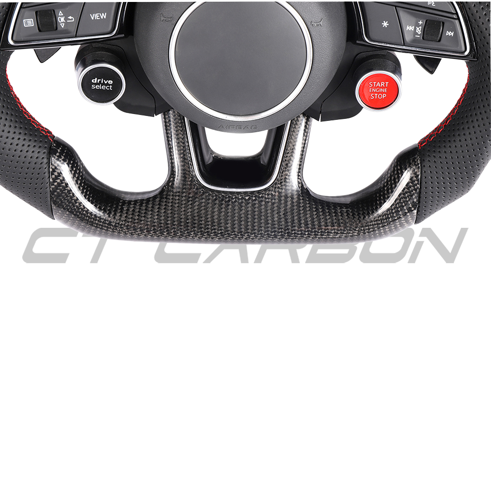 AUDI B9 & 8V 2016-2024 CARBON FIBRE / LEATHER FLAT BOTTOM CUSTOM STEERING WHEEL