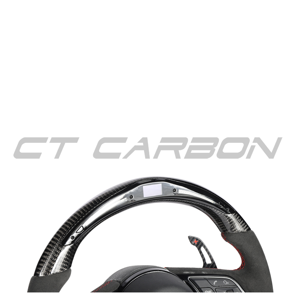 AUDI B9 & 8V 2016-2024 CARBON FIBRE / ALCANTARA LED FLAT BOTTOM CUSTOM STEERING WHEEL