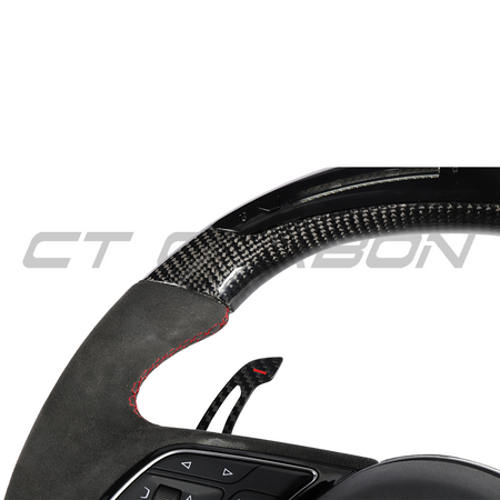 AUDI B9 & 8V 2016-2024 CARBON FIBRE / ALCANTARA LED FLAT BOTTOM CUSTOM STEERING WHEEL
