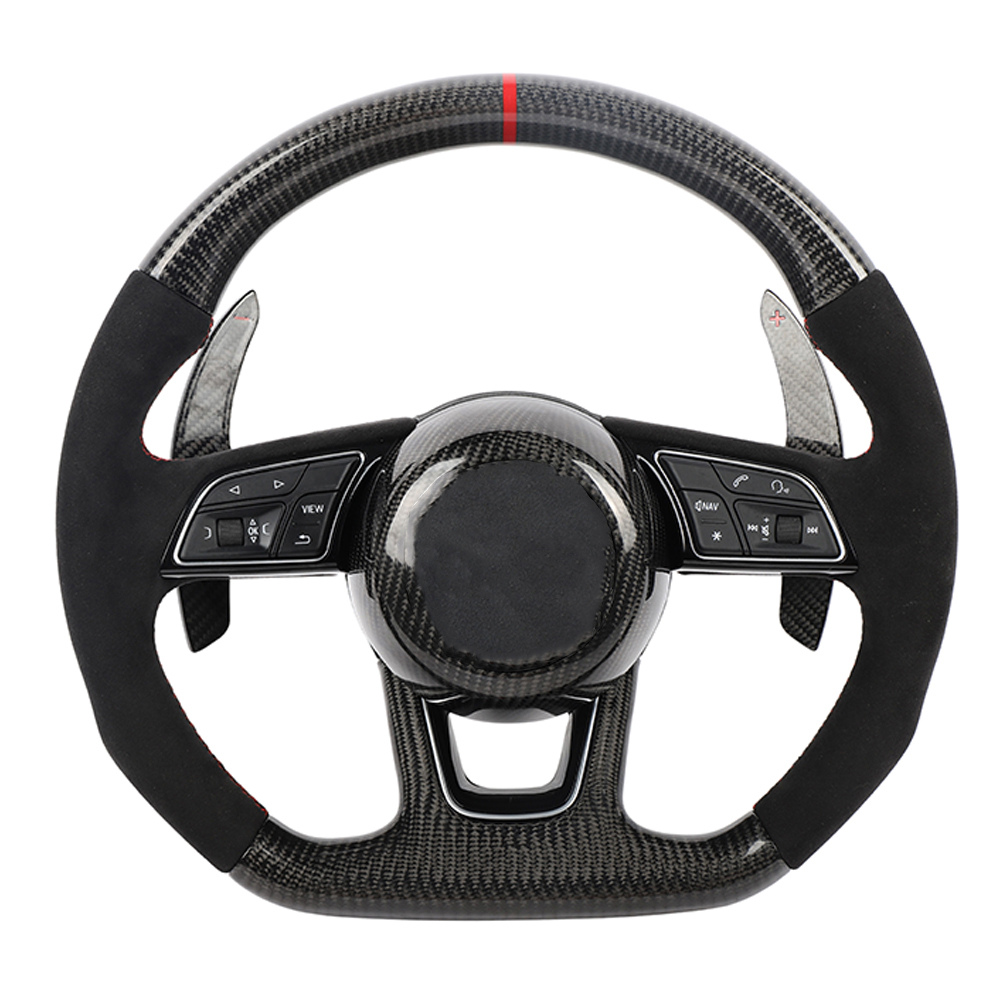 AUDI B9 CARBON FIBRE / ALCANTARA FLAT BOTTOM CUSTOM STEERING WHEEL