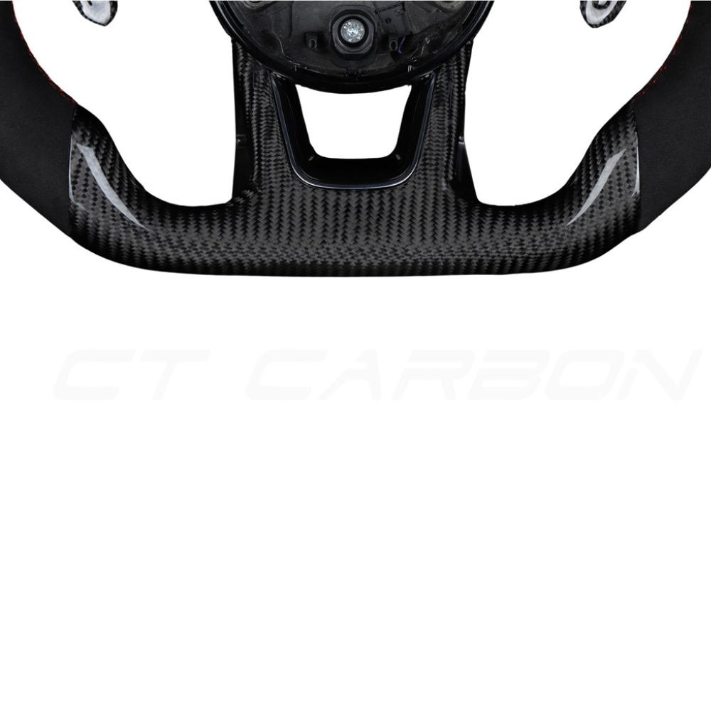 AUDI B9 CARBON FIBRE / ALCANTARA LED FLAT BOTTOM CUSTOM STEERING WHEEL
