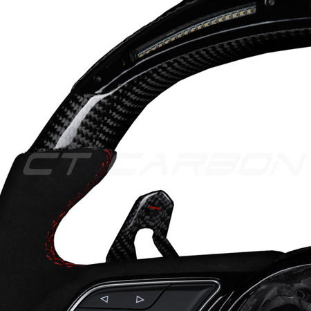 AUDI B9 CARBON FIBRE / ALCANTARA LED FLAT BOTTOM CUSTOM STEERING WHEEL