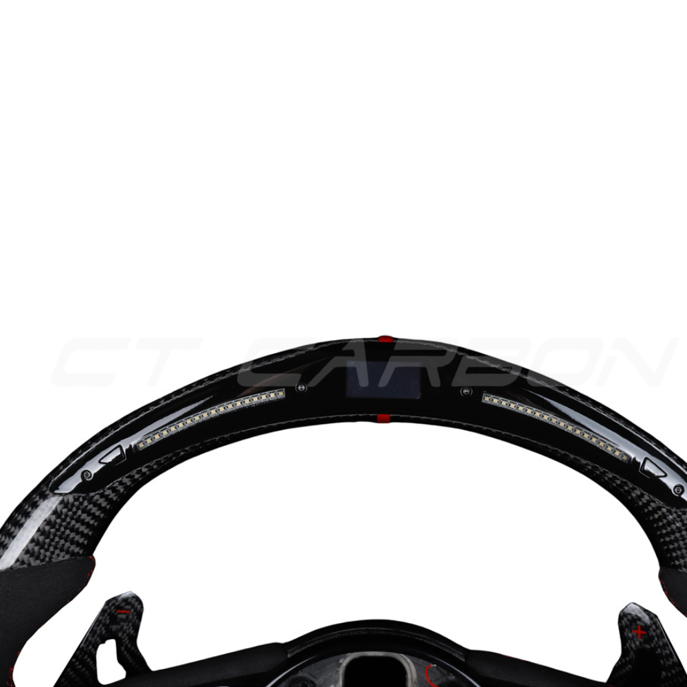 AUDI B9 CARBON FIBRE / ALCANTARA LED FLAT BOTTOM CUSTOM STEERING WHEEL