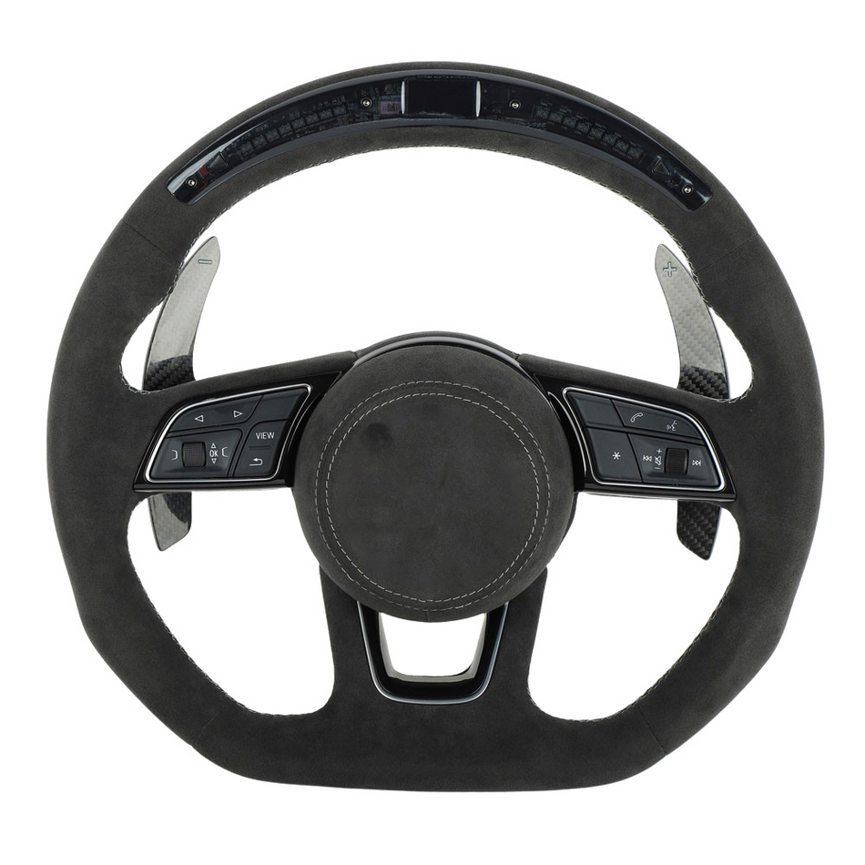 AUDI B9 FULL ALCANTARA LED FLAT BOTTOM CUSTOM STEERING WHEEL