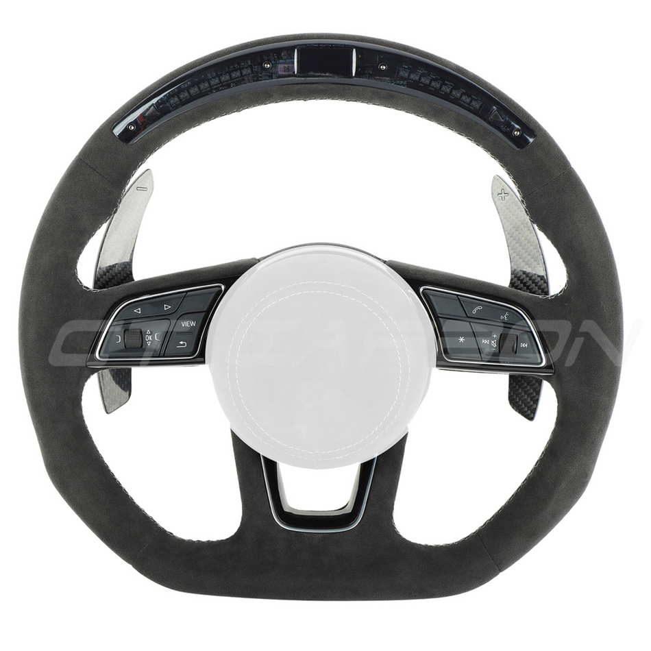AUDI B9 FULL ALCANTARA LED FLAT BOTTOM CUSTOM STEERING WHEEL