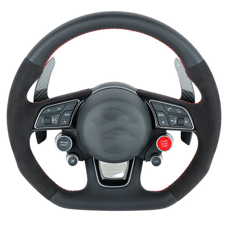 AUDI B9 LEATHER / ALCANTARA FLAT BOTTOM CUSTOM STEERING WHEEL