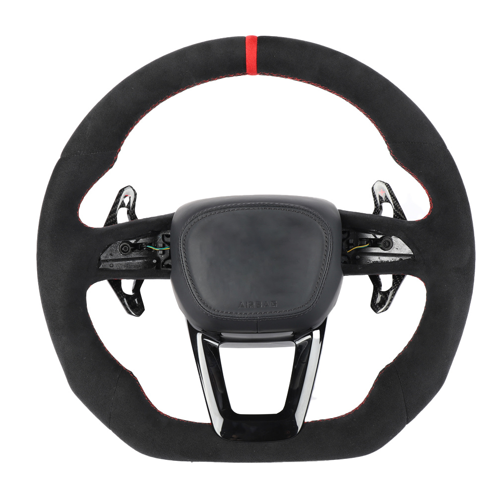 AUDI Q7/SQ7 & Q8/SQ8/RSQ8 FULL ALCANTARA FLAT BOTTOM CUSTOM STEERING WHEEL