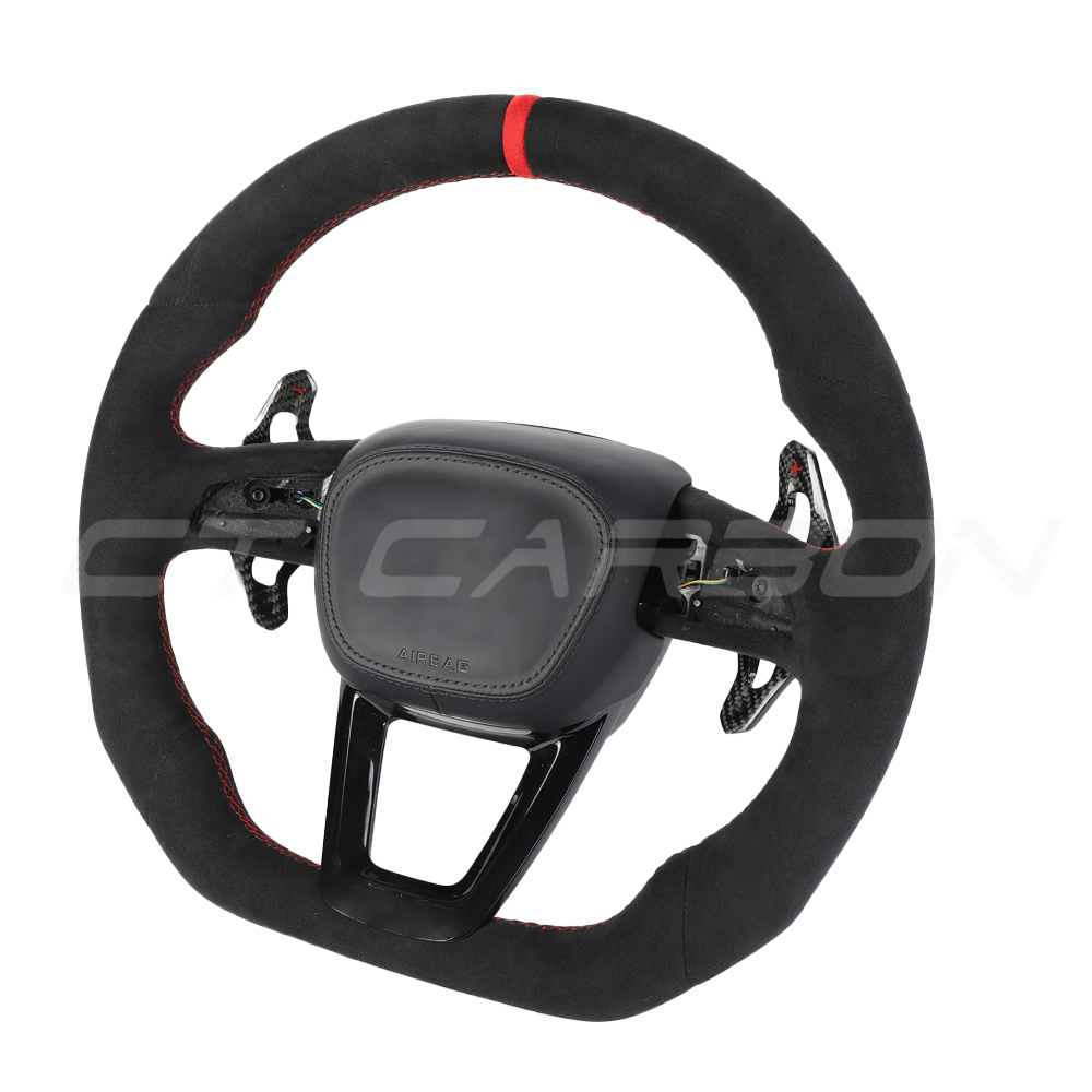 AUDI Q7/SQ7 & Q8/SQ8/RSQ8 FULL ALCANTARA FLAT BOTTOM CUSTOM STEERING WHEEL
